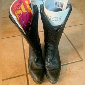 Durango Black Western Cowboy Boots with Intricate Steel Toe Design